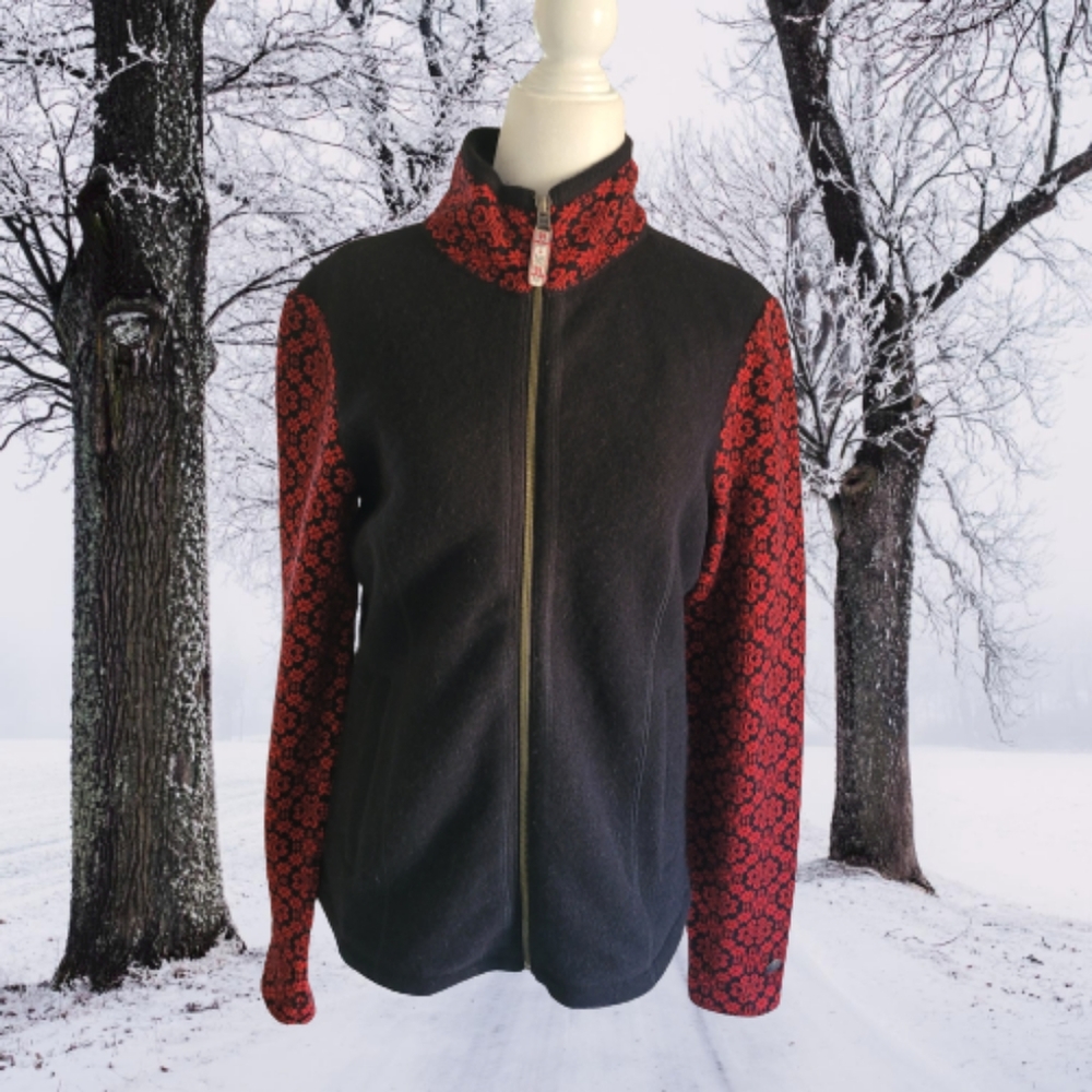 Obermeyer June Lambswool Angora Merino Wool Mock Neck Zip Front Sweater